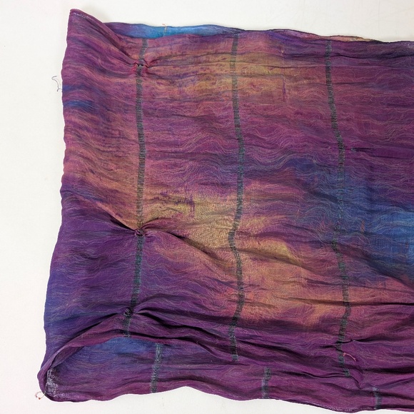 Tie Dyed Rectangular Scarf Mesh Transparent Natural Fibres Sheer - Picture 13 of 16